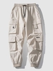Pantalon de Jongging Cargo Techwear avec Multi-Poches à Rabat à Cordon L Kaki