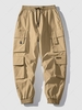 Pantalon de Jongging Cargo Techwear avec Multi-Poches à Rabat à Cordon S Café