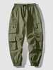 Pantalon de Jongging Cargo Techwear avec Multi-Poches à Rabat à Cordon S Vert profond