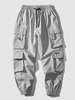 Pantalon de Jongging Cargo Techwear avec Multi-Poches à Rabat à Cordon Xl Gris clair