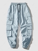 Pantalon de Jongging Cargo Techwear avec Multi-Poches à Rabat à Cordon Xs Bleu clair