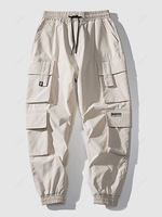 Pantalon de Jongging Cargo Techwear avec Multi-Poches à Rabat à Cordon Xs Kaki