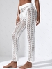 Pantalon de Plage Ajouré Bohème Au Crochet à Cordon Taille unique Blanc