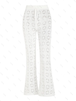 Pantalon de Plage Ajouré en Crochet à Cordon de Serrage S Blanc