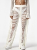 Pantalon de Plage Tricoté Déchiré à Frange M Blanc