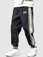 Pantalon de Sport à Imprimé Lettre New York en Blocs de Couleurs L Noir