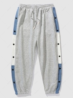 Pantalon de Sport en Blocs de Couleurs avec Bouton M Gris clair