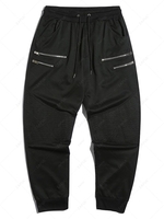 Pantalon de Sport Fuselé Cousu Détaillé Zippé S Noir