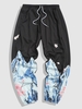 Pantalon de Survêtement à Imprimé Fleurs et Montagne 4xl Noir