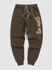 Pantalon de Survêtement à Imprimé Lettre Los Angeles à Cordon M Café profond