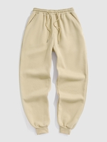 Pantalon de Survêtement Décontracté Thermique en Molleton de Couleur Unie S Café lumière
