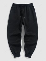 Pantalon de Survêtement Décontracté Thermique en Molleton de Couleur Unie S Noir