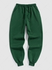 Pantalon de Survêtement Décontracté Thermique en Molleton de Couleur Unie S Vert profond