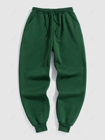 Pantalon de Survêtement Décontracté Thermique en Molleton de Couleur Unie S Vert profond