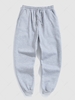 Pantalon de Survêtement Décontracté Thermique en Molleton de Couleur Unie Xl Gris