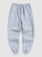 Pantalon de Survêtement Décontracté Thermique en Molleton de Couleur Unie Xl Gris
