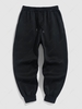 Pantalon de Survêtement Décontracté Thermique en Molleton de Couleur Unie Xl Noir