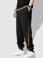 Pantalon de Survêtement Semi-transparent Rayé en Blocs de Couleurs à Cordon Xl Noir