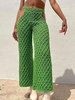 Pantalon Droit Ajouré à Taille Au Crochet M Vert