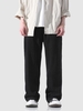Pantalon Droit avec Poche en Velours Côtelé à Cordon Xl Noir