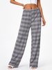 Pantalon Droit Carreaux à Grille S Gris
