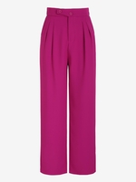 Pantalon Droit de Bureau Plissé à Taille Haute M Rose clair