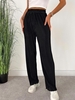 Pantalon Droit Plissé à Taille Haute M Noir
