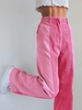 Pantalon en Blocs de Couleurs à Jambe Large avec Poche Insérée en Velours Côtelé M Rose clair