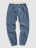 Pantalon en Blocs de Couleurs Jointif en Velours Côtelé Xl Bleu profond
