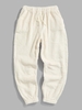 Pantalon en Tissu Duveteux Fourré en Couleur Unie à Pieds Etroits L Blanc