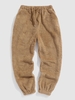 Pantalon en Tissu Duveteux Fourré en Couleur Unie à Pieds Etroits L Café