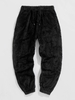 Pantalon en Tissu Duveteux Fourré en Couleur Unie à Pieds Etroits L Noir