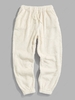 Pantalon en Tissu Duveteux Fourré en Couleur Unie à Pieds Etroits M Blanc