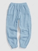 Pantalon en Tissu Duveteux Fourré en Couleur Unie à Pieds Etroits M Bleu clair