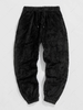 Pantalon en Tissu Duveteux Fourré en Couleur Unie à Pieds Etroits M Noir