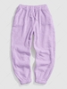 Pantalon en Tissu Duveteux Fourré en Couleur Unie à Pieds Etroits M Violet clair