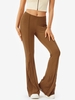 Pantalon Evasé Côtelé en Couleur Unie M Café