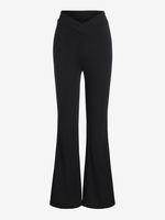 Pantalon Evasé en Couleur Unie à Taille V Xl Noir