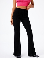 Pantalon Evasé en Velours Côtelé L Noir