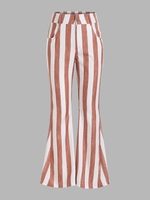 Pantalon Evasé Rayé avec Poche L Café