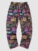 Pantalon Fuselé à Imprimé Néon Ville de Minuit Xl Noir