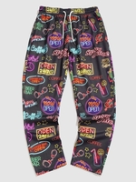 Pantalon Fuselé à Imprimé Néon Ville de Minuit Xl Noir