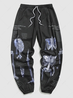 Pantalon Jogger à Imprimé Squelette et Lettre Esthétique Y2K Xl Noir