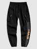 Pantalon Jogger Cargo à Imprimé Lettre avec Poches Zippées L Noir