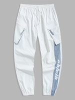 Pantalon Jogger Cargo à Imprimé Lettre avec Poches Zippées M Blanc