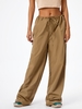 Pantalon Lâche Parachute à Cordon avec Poches M Café