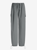 Pantalon Lâche Parachute à Cordon avec Poches M Gris