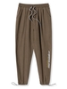Pantalon Lettre Imprimée à Taille Elastique M Kaki foncé