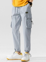 Pantalon Lettre Jointif avec Poche à Rabat L Gris clair