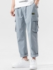 Pantalon Lettre Jointif avec Poche à Rabat M Bleu gris